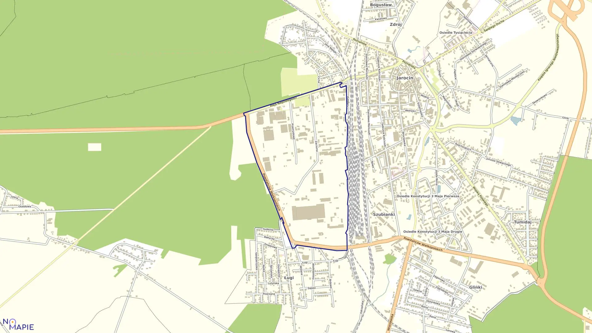 Mapa obrębu BOGUSŁAW-PRZEMYSŁOWE w gminie Jarocin