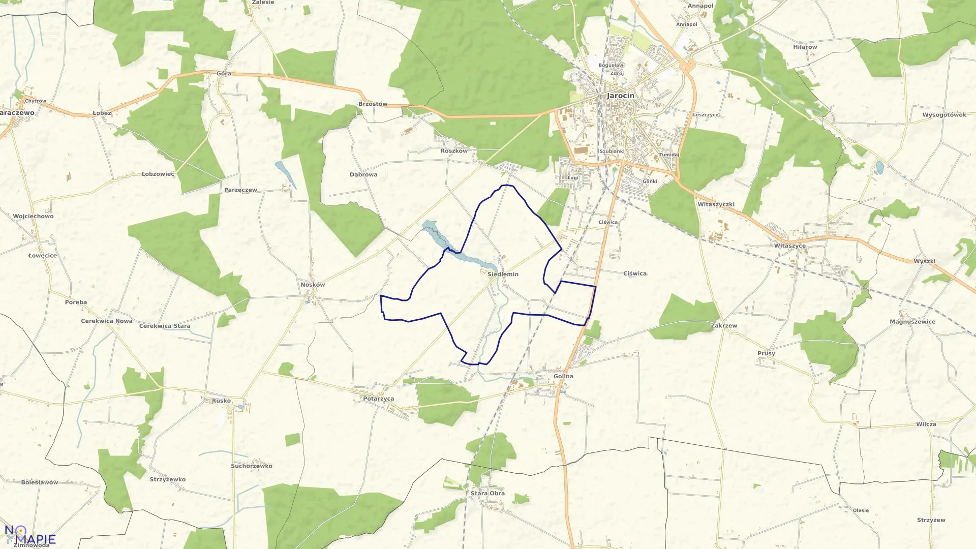 Mapa obrębu SIEDLEMIN w gminie Jarocin